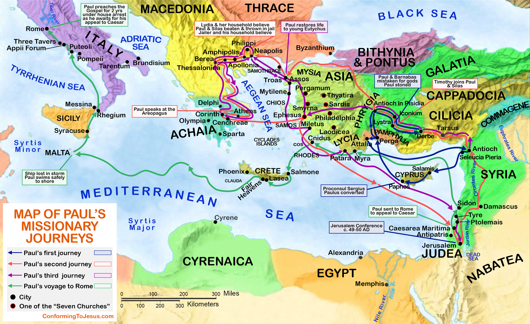 Free Printable Apostle Paul 3rd Missionary Journey Map