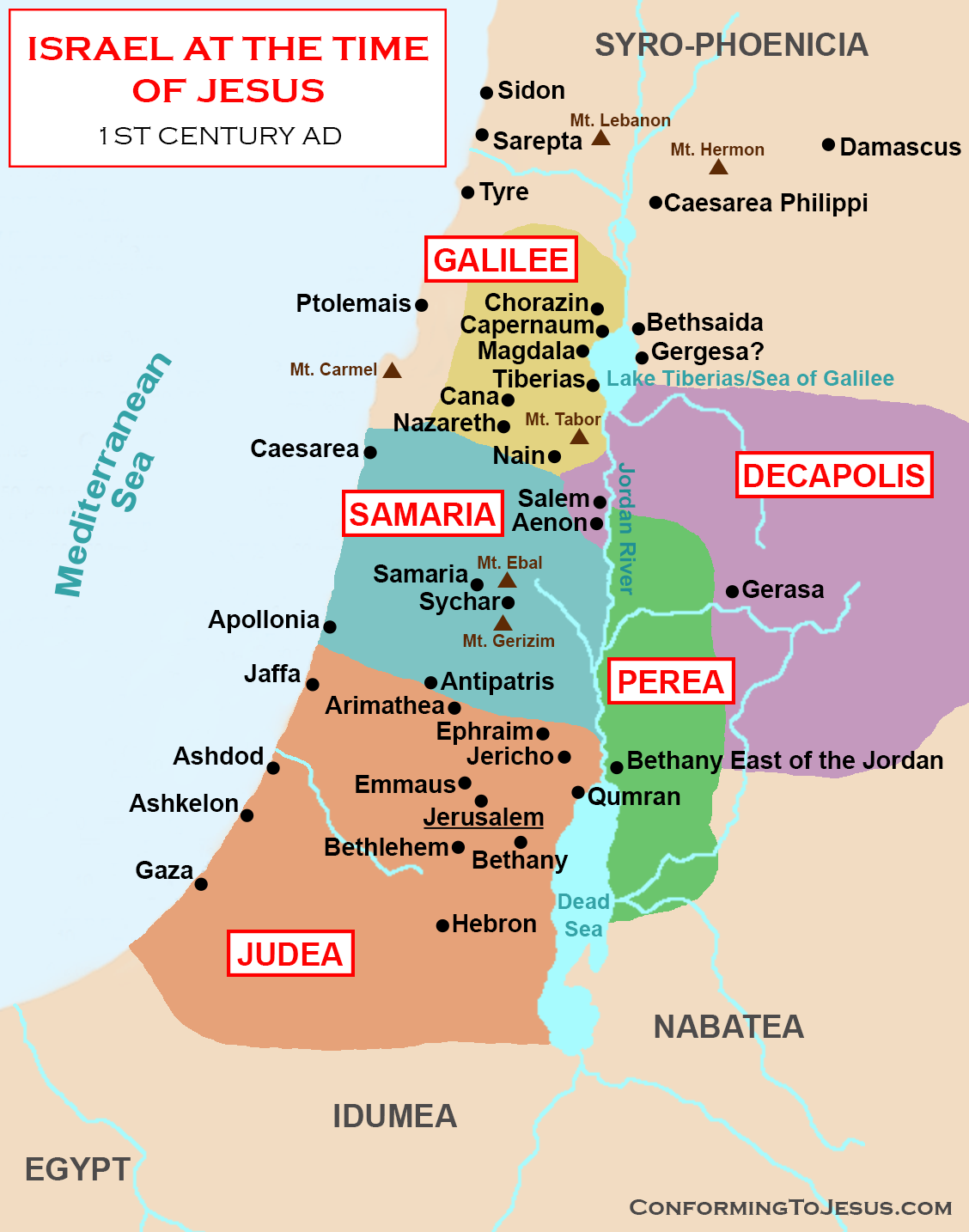 map of israel in jesus time Map And History Of Israel At The Time Of Jesus Christ