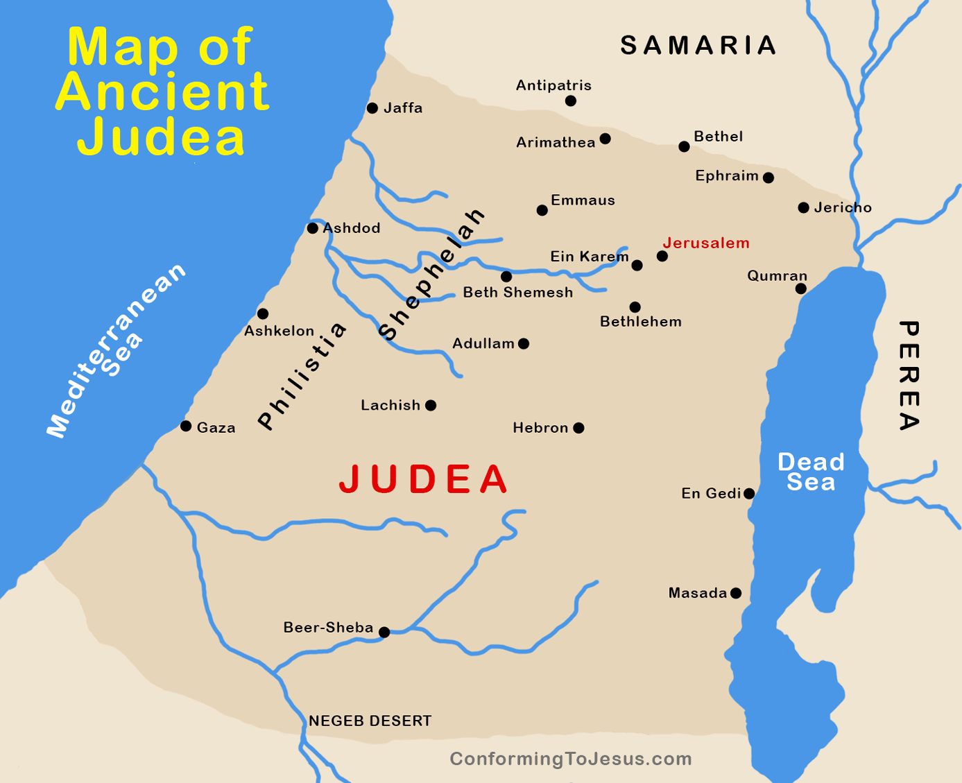 map of israel in jesus day Map Of Ancient Roman Judea Map Of Judea At The Time Of Jesus map of israel in jesus day